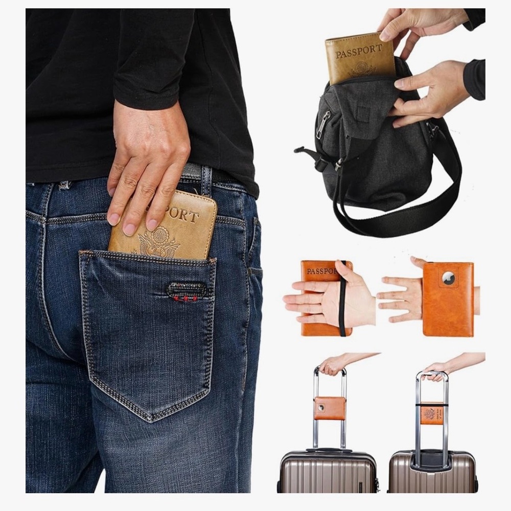 NEW! Brown USA Passport Holder and Wallet with RFID, Air Tag Slot, Pen - Picture 8 of 11